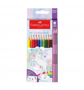Chì Màu Khô, 12 Màu (10 Basic + 2 Pastel) - Unicorn