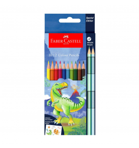Chì Màu Khô, 12 Màu (10 Basic + 2 Metallic) - Dinosaur