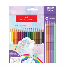 Chì Màu Khô, 24 Màu (18 Basic + 6 Pastel) - Unicorn