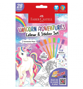 Bộ 7 Bút Lông Màu Connector & Sticker & Sách Tô Màu Unicorn