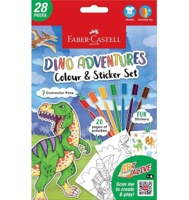 Bộ 7 Bút Lông Màu Connector & Sticker & Sách Tô Màu Dinosaur