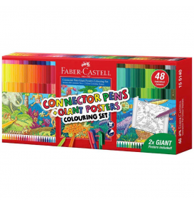 Bộ 48 Bút Lông Màu Connector & 2 Tranh Tô Màu A3 - Khu Rừng & Đại Dương