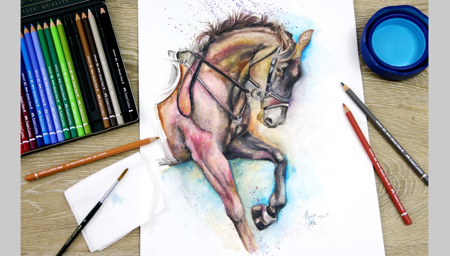 Tranh vẽ ngựa với Chì Màu Nước Albrecht Durer
