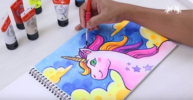Vẽ ngựa Pony bằng Màu vẽ Acrylic Glitter