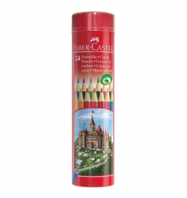 Chì Màu Khô Lục Giác Castle, Hộp Thiếc Tròn 24 Màu