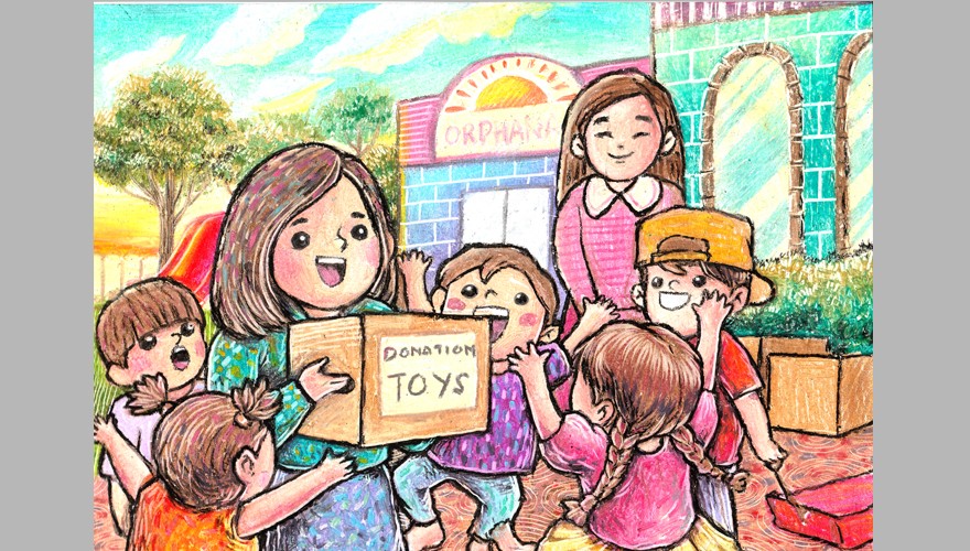 Ngày Từ Thiện Với Bút Sáp Dầu Oil Pastel