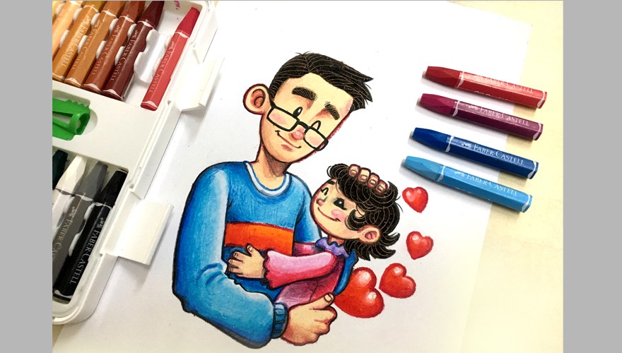 Ngày Của Cha Với Bút Sáp Dầu Oil Pastel