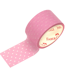 Cuộn Băng Keo Trang Trí Hoạ Tiết Polkadot White Pink