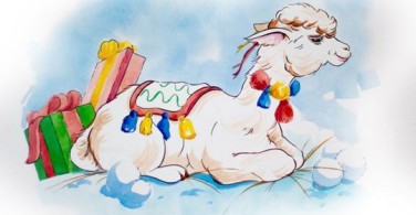 Lạc đà Alpaca Giáng sinh bằng Màu nước