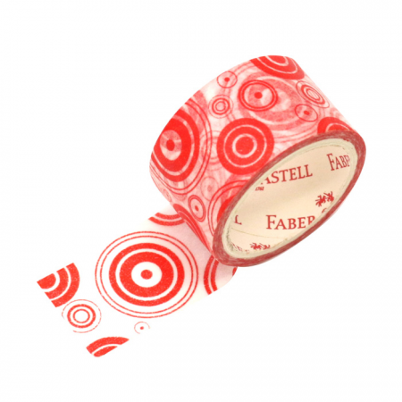 Cuộn Băng Keo Trang Trí Hoạ Tiết Red Circle White