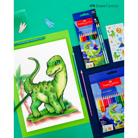 Chì Màu Khô, 12 Màu (10 Basic + 2 Metallic) - Dinosaur