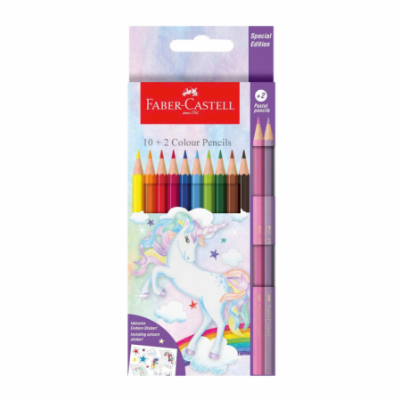 Chì Màu Khô, 12 Màu (10 Basic + 2 Pastel) - Unicorn