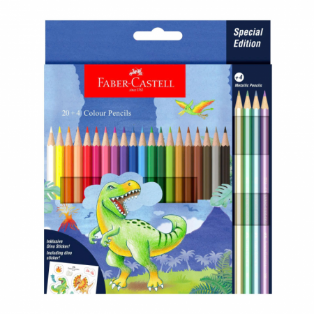 Chì Màu Khô, 24 Màu (20 Basic + 4 Metallic) - Dinosaur