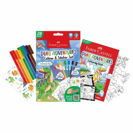 Bộ 7 Bút Lông Màu Connector & Sticker & Sách Tô Màu Dinosaur