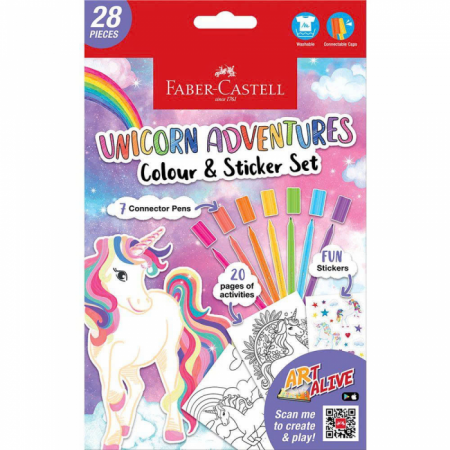Bộ 7 Bút Lông Màu Connector & Sticker & Sách Tô Màu Unicorn