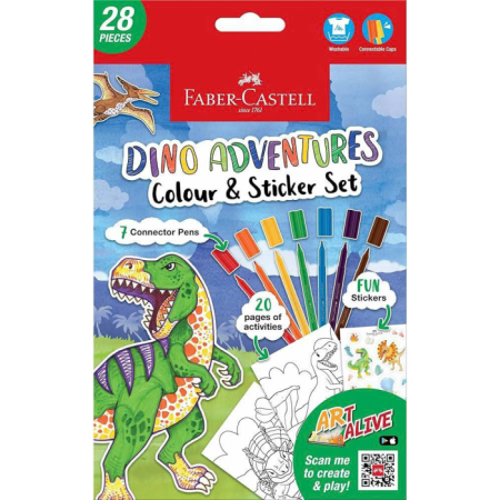 Bộ 7 Bút Lông Màu Connector & Sticker & Sách Tô Màu Dinosaur